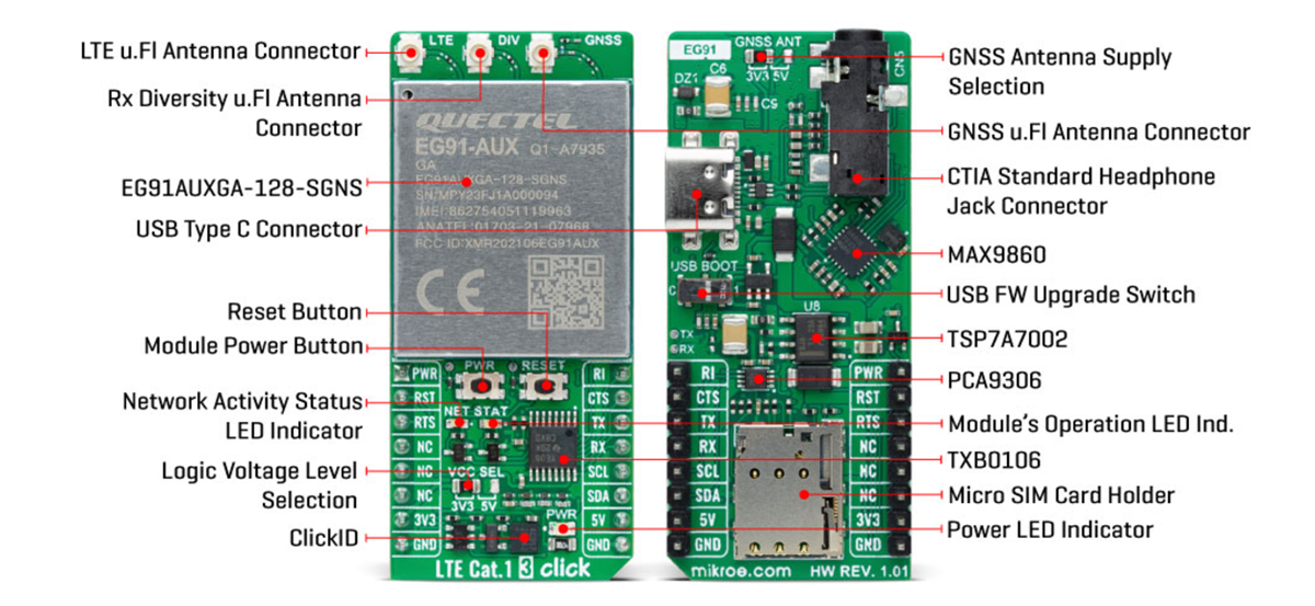 Mikroe LTE Cat.1 3 Click (for Australia)